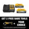 DEWALT DCG405BWP315-2C 20V MAX XR Lithium-Ion Cordless Brushless 4.5 in. Slide Switch Small Angle Grinder w/5Ah and 1.7Ah Batteries & Charger