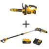 DEWALT DCCS620P1W620M1 20V MAX 12 in. Brushless Battery Powered Chainsaw Kit & Pole Saw Kit with 5.0Ah and 4.0Ah Batteries & Charger