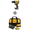 DEWALT DCD805BWCB246CK 20-Volt Compact Cordless 1/2 in. Hammer Drill with 6.0 Ah and 4.0 Ah Batteries, Charger and Bag
