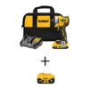 DEWALT DCF809D1WDCB205 ATOMIC 20V MAX Lithium-Ion Brushless Cordless Compact 1/4 in. Impact Driver with 2Ah and 5Ah Batteries, Charger and Bag