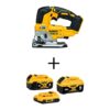 DEWALT DCB346-3WCS334B 20V MAX XR Cordless Brushless Jigsaw with 20V MAX XR 6.0Ah Battery, 20V MAX XR 4.0Ah Battery and 20V MAX 2.0Ah Battery