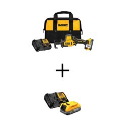 DEWALT DCS369E1WBP034C Atomic 20-Volt Maximum Lithium-Ion Cordless Brushless Compact Reciprocating Saw with Two 1.7 Ah Batteries and 2 Chargers