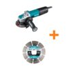 Makita GA4570-E-07191 7.5 AMP Corded 4-1/2 in. X-LOCK Angle Grinder with bonus X-Lock 4-1/2 in. Segmented Diamond Blade for Masonry Cutting