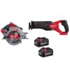 Milwaukee 2732-20-2821-20-48-11-1862 M18 FUEL 18V Lithium-Ion Brushless Cordless 7-1/4 in. Circular Saw & Sawzall w/(2) 6.0Ah Batteries