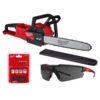 Milwaukee 2727-20-49-16-2715-48-73-2015 M18 FUEL 16 in. 18-Volt Brushless Electric Battery Chainsaw (Tool-Only) with Extra 16 in. Chain & Tinted Safety Glasses