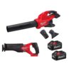 Milwaukee 2824-20-2821-20-48-11-1862 M18 FUEL Dual Battery 145 MPH 600 CFM 18V Brushless Cordless Blower w/SAWZALL Reciprocating Saw, (2) 6.0 Ah Batteries