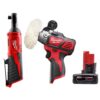 Milwaukee 2457-20-2438-20-48-11-2460 M12 12V Lithium-Ion Cordless 3/8 in. Ratchet with M12 Variable Speed Polisher/Sander and 6.0 Ah XC Battery Pack
