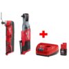 Milwaukee 2557-20-2426-20-48-59-2420 M12 FUEL 12-Volt Lithium-Ion Brushless Cordless 3/8 in. Ratchet Multi-Tool Combo Kit with (1) 2.0Ah Battery and Charger