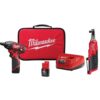 Milwaukee 2567-20-2401-22 M12 FUEL 12V Lithium-Ion Cordless High Speed 3/8 in. Ratchet and 1/4 in. Hex Screwdriver Kit (2-Tool)