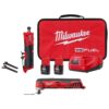 Milwaukee 2486-22-2426-20 M12 FUEL 12V Lithium-Ion 1/4 in. Cordless Straight Die Grinder Kit w/M12 Oscillating Multi-Tool