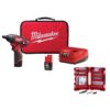 Milwaukee 2401-22-48-32-4023 M12 12V Lithium-Ion Cordless 1/4 in. Hex Screwdriver Kit with SHOCKWAVEDriver Bit Set (45-Piece)