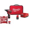 Milwaukee 2401-22-48-32-4497 M12 12V Lithium-Ion Cordless 1/4 in. Hex Screwdriver Kit with SHOCKWAVEAlloy Steel Screwdriver Bit Set (72-Piece)