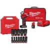 Milwaukee 2555-22-49-66-7011 M12 FUEL 12V Cordless Brushless Stubby 1/2 in. Impact Wrench Kit with 1/2 in. Drive SAE Deep Socket Set (12-Piece)