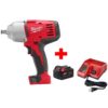 Milwaukee 2663-20-48-59-1850 M18 18V Lithium-Ion Cordless 1/2 in. Impact Wrench W/ Friction Ring W/ (1) 5.0Ah Battery and Charger