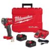 Milwaukee 2854-22R M18 FUEL 18V Lithium-Ion Brushless Cordless 3/8 in. Compact Impact Wrench with Friction Ring Kit, Resistant Batteries