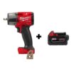 Milwaukee 2960-20-48-11-1850 M18 FUEL GEN-2 18V Lithium-Ion Mid Torque Brushless Cordless 3/8 in. Impact Wrench with (1) 5.0 Ah Battery