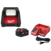 Milwaukee 2366-20-48-59-1850 M18 GEN-2 18-Volt Lithium-Ion Cordless ROVER LED AC/DC Flood Light and Starter Kit with (1) 5.0 Ah Battery and Charger