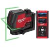 Milwaukee 3521-21-48-22-9802 100 ft. REDLITHIUM Lithium-Ion USB Green Rechargeable Cross Line Laser Level with Charger and Laser Distance Measure