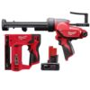 Milwaukee 2447-20-2441-20-48-11-2460 M12 12V Lithium-Ion Cordless 3/8 in. Crown Stapler with M12 10 oz. Caulk and Adhesive Gun and 6.0Ah XC Battery Pack