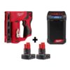 Milwaukee 2447-20-2951-20-48-11-2412 M12 12-Volt Lithium-Ion Cordless 3/8 in. Crown Stapler and Jobsite Radio Como Kit with two 3.0 Ah Batteries