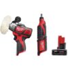 Milwaukee 2438-20-2460-20-48-11-2460 M12 12V Lithium-Ion Cordless Variable Speed Polisher/Sander with M12 Rotary Tool and 6.0 Ah XC Battery Pack