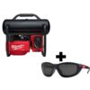 Milwaukee 2840-20-48-73-2045 M18 FUEL 18-Volt Lithium-Ion Brushless 2 Gal. Electric Compact Quiet Compressor and Polarized Tinted Safety Glasses