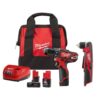 Milwaukee 2407-22-2415-20-48-11-2460 M12 12V Lithium-Ion Cordless 3/8 in. Drill/Driver Kit with M12 3/8 in. Right Angle Drill and 6.0 Ah Battery Pack