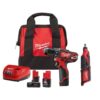 Milwaukee 2407-22-2460-20-48-11-2460 M12 12V Lithium-Ion Cordless 3/8 in. Drill/Driver Kit with M12 Rotary Tool and 6.0 Ah XC Battery Pack