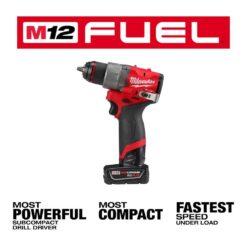 Milwaukee 3403-22-2415-20 M12 FUEL 12-Volt Lithium-Ion Brushless Cordless  1/2 in. Drill Driver Kit with M12 Right Angle Drill