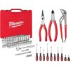 Milwaukee 48-22-9008-48-22-6331-48-22-2710 3/8 in. Drive SAE/Metric Ratchet and Socket Mechanics Tool Set with Pliers Kit and Screwdriver Set (69-Piece)
