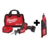 Milwaukee 2520-21XC-2460-20 M12 FUEL 12V Lithium-Ion Brushless Cordless HACKZALL Reciprocating Saw Kit with M12 Rotary Tool