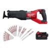 Milwaukee 2722-20-48-11-1850-49-22-1110F M18 FUEL 18V Lithium-Ion Brushless Cordless SUPER SAWZALL Orbital Reciprocating Saw w/5.0Ah Battery & Sawzall Blade Set