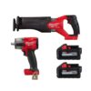 Milwaukee 2821-20-2962-20-48-11-1862 M18 FUEL GEN-2 18V Lithium-Ion Brushless Cordless SAWZALL Reciprocating Saw w/M18 1/2 in. Impact Wrench & (2) Batteries
