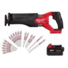Milwaukee 2821-20-48-11-1850-49-22-1110F M18 FUEL GEN-2 18V Lithium-Ion Brushless Cordless SAWZALL Reciprocating Saw with 5.0Ah Battery & Sawzall Blade Set