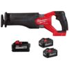 Milwaukee 2821-20-48-11-1880-48-11-1862 M18 FUEL GEN-2 18V Lithium-Ion Brushless Cordless SAWZALL Reciprocating Saw w/(3) High Output Batteries