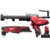 Milwaukee 2415-20-2441-20-48-11-2460 M12 12V Lithium-Ion Cordless 3/8 in. Right Angle Drill with 10 oz. Caulk and Adhesive Gun and 6.0 Ah XC Battery Pack