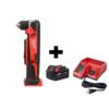 Milwaukee 2615-20-48-59-1850 M18 18V Lithium-Ion Cordless 3/8 in. Right-Angle Drill with M18 Starter Kit with One 5.0 Ah Battery and Charger