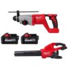 Milwaukee 2613-20-2824-20-48-11-1862 M18 18V Lithium-Ion Brushless Cordless 1 in. SDS-Plus D-Handle Rotary Hammer w/M18 Dual Battery Blower & (2) Batteries