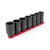 TEKTON SID92101 1/2 in. Drive Deep 6-Point Axle Nut Impact Socket Set with Rail, 7-Piece (29-38 mm)