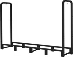 Artibear Firewood Rack Outdoor 8ft Heavy Duty Logs Holder for Indoor Fireplace Metal Wood Pile Storage Stacker Organizer, Matte Black - 2