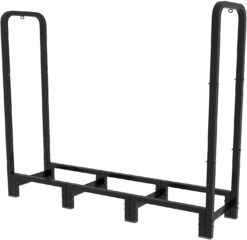 Artibear Firewood Rack Stand 4ft Heavy Duty Logs Holder for Outdoor Indoor Fireplace Metal Wood Pile Storage Stacker Organizer, Matte Black - 2