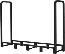 Artibear Firewood Rack Stand 6ft Heavy Duty Logs Carrier Holder for Outdoor Indoor Fireplace, Matte Black - 2