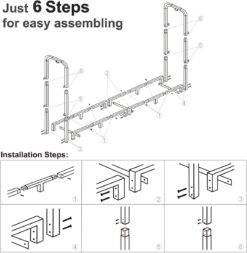 Artibear Firewood Rack Stand 6ft Heavy Duty Logs Carrier Holder for Outdoor Indoor Fireplace, Matte Black - 6