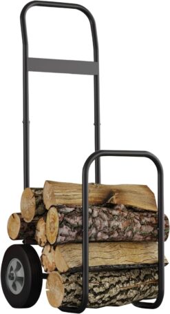 Fire Beauty Firewood Log Cart Carrier, Outdoor and Indoor Wood Rack Storage Mover, Rolling Dolly Hauler - 1