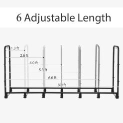 NEOCOZY 8FT Firewood Rack Outdoor with Cover, Heavy Duty Wood Holder with Log Carrier, Adjustable & Waterproof Log Holder Wood Storage Stand for Fireplace Patio Outdoor, Black - 2