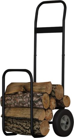 Fire Beauty Firewood Log Cart Carrier, Outdoor and Indoor Wood Rack Storage Mover, Rolling Dolly Hauler - 9