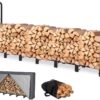 NEOCOZY 8FT Firewood Rack Outdoor with Cover, Heavy Duty Wood Holder with Log Carrier, Adjustable & Waterproof Log Holder Wood Storage Stand for Fireplace Patio Outdoor, Black - 1