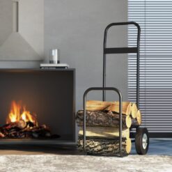 Fire Beauty Firewood Log Cart Carrier, Outdoor and Indoor Wood Rack Storage Mover, Rolling Dolly Hauler - 3