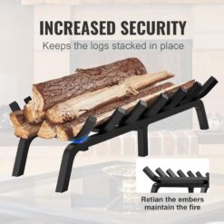 VEVOR Fireplace Grate, 30 inch Heavy Duty Fireplace Pit Grill Grate with 6 Support Legs, 3/4'' Solid Powder-Coated Steel Bars, Fire Logs Firewood Burning Rack Holder for Indoor and Outdoor Fireplace - 4