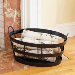 Minuteman International Shaker, Graphite Firewood Log Basket Bin Holder, 4 Units - 4